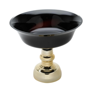 CENTRO DE MESA VIDRO PRETO C/DOURADO