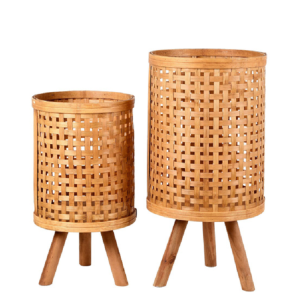 CESTO DE BAMBU MARRON COM 2 PEÇAS