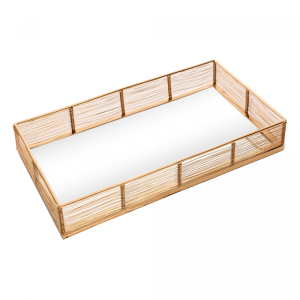 BANDEJA DECORATIVA  C/ESPELHO AÇO/INOX