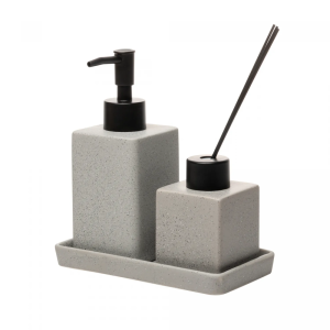 CJ 3 PÇS P/BANHEIRO GRANILITE QUADRATTO PRETO CERÂMICA