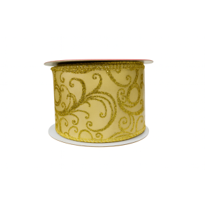 FITA NATALINA FLOR  DOURADA COM GLITER